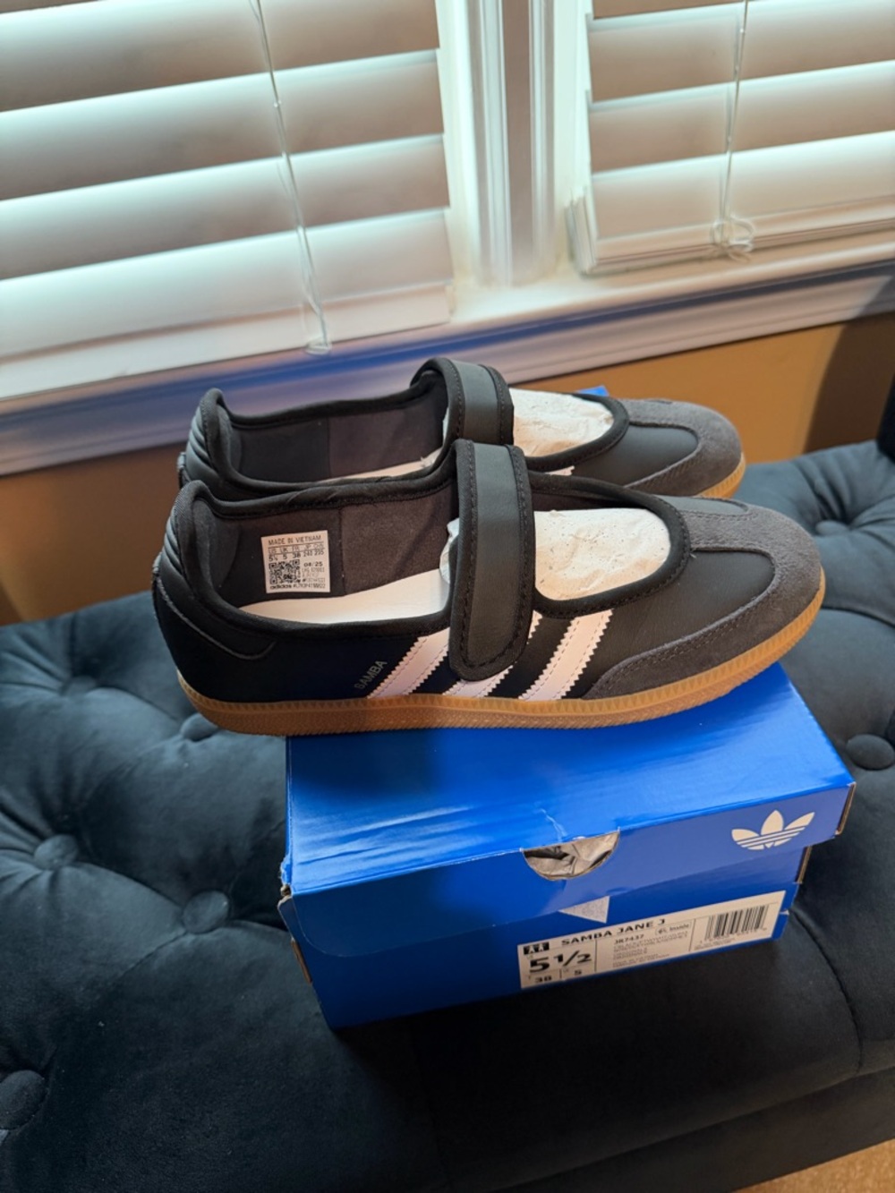 adidas Kids Samba Velcro Sneakers - Black/White/Gum